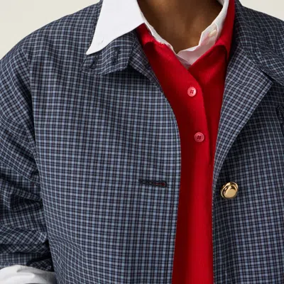 Miu Miu Checked Technical Fabric Blouson Jacket In Blue