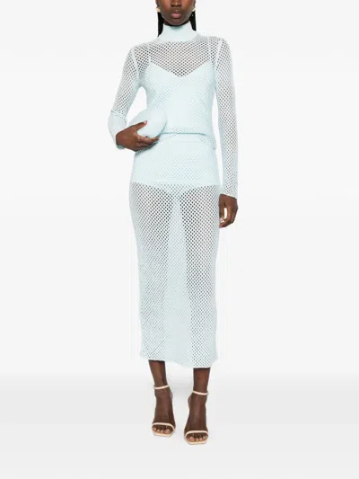 Simkhai Openwork Turtleneck Sweater In Blue