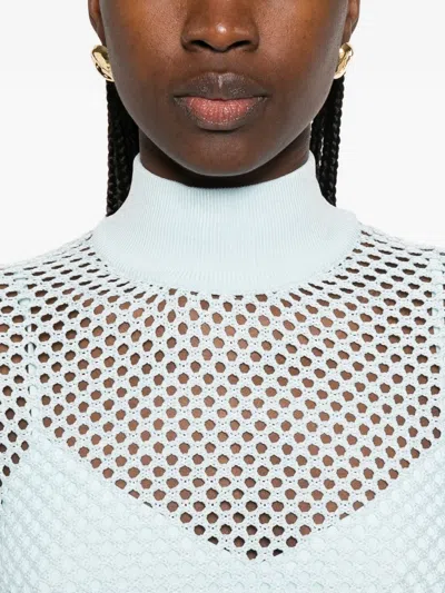 Simkhai Openwork Turtleneck Sweater In Blue