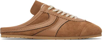 Dries Van Noten Suede Mules Rubber Sole Stitch Detailing In Brown
