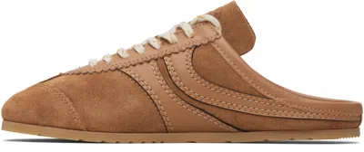 Dries Van Noten Suede Mules Rubber Sole Stitch Detailing In Brown