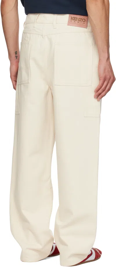 Kenzo Cargo Monkey Straight-leg Jeans In Neutral