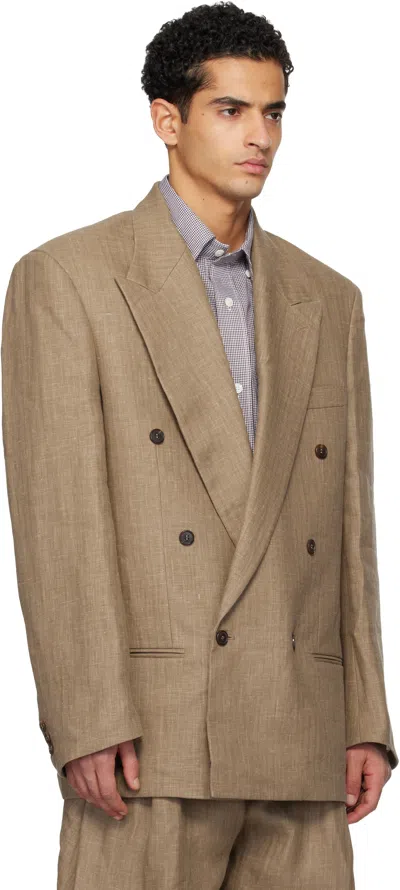 Hed Mayner Double-breasted Suit Jacket In Brown