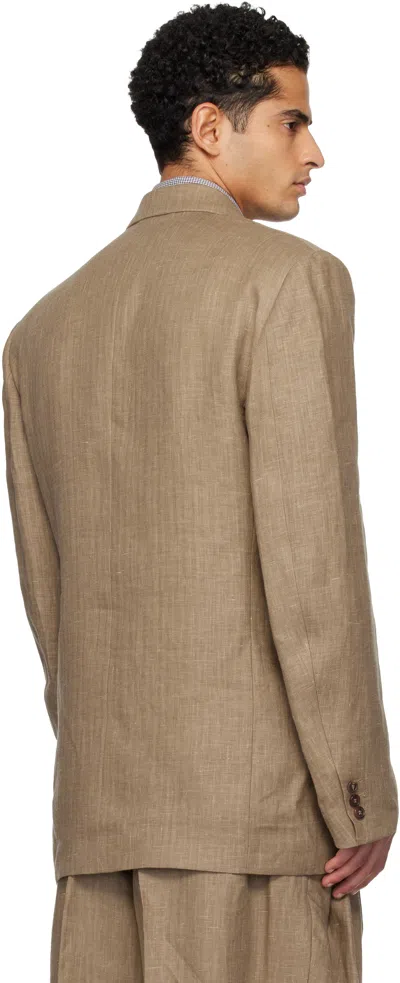 Hed Mayner Double-breasted Suit Jacket In Brown