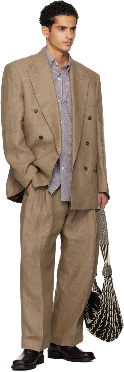Hed Mayner Double-breasted Suit Jacket In Brown