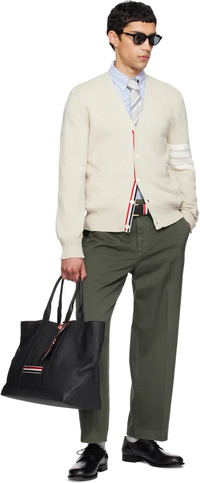 Thom Browne Pointed Tip Leather Belts With Adjustable Fit In Black