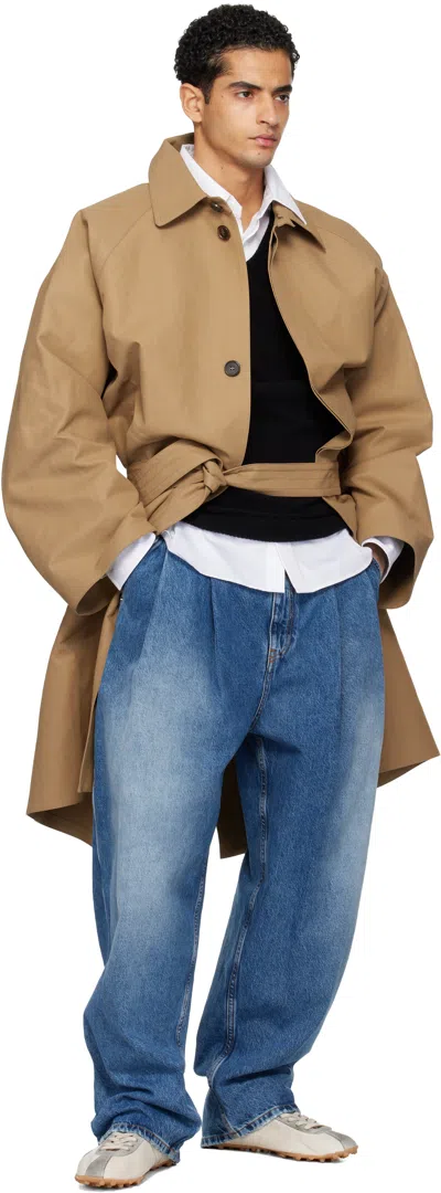 Hed Mayner Blue Pleated Jeans In Blue