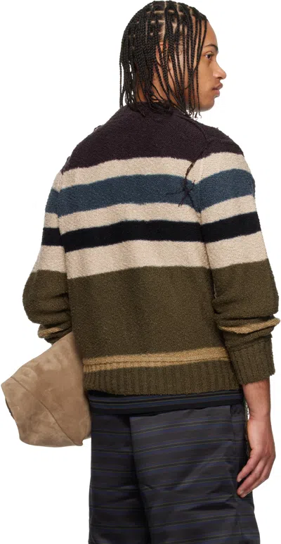 Sacai Multicolor Horizontal Stripe Knit Pullover Sweater In Blue
