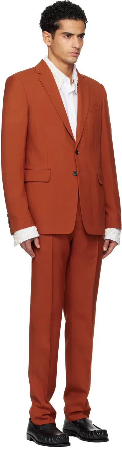 Dries Van Noten Orange Single-breasted Suit In Brown