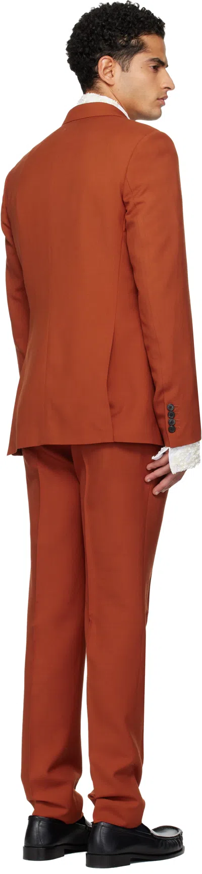 Dries Van Noten Orange Single-breasted Suit In Brown