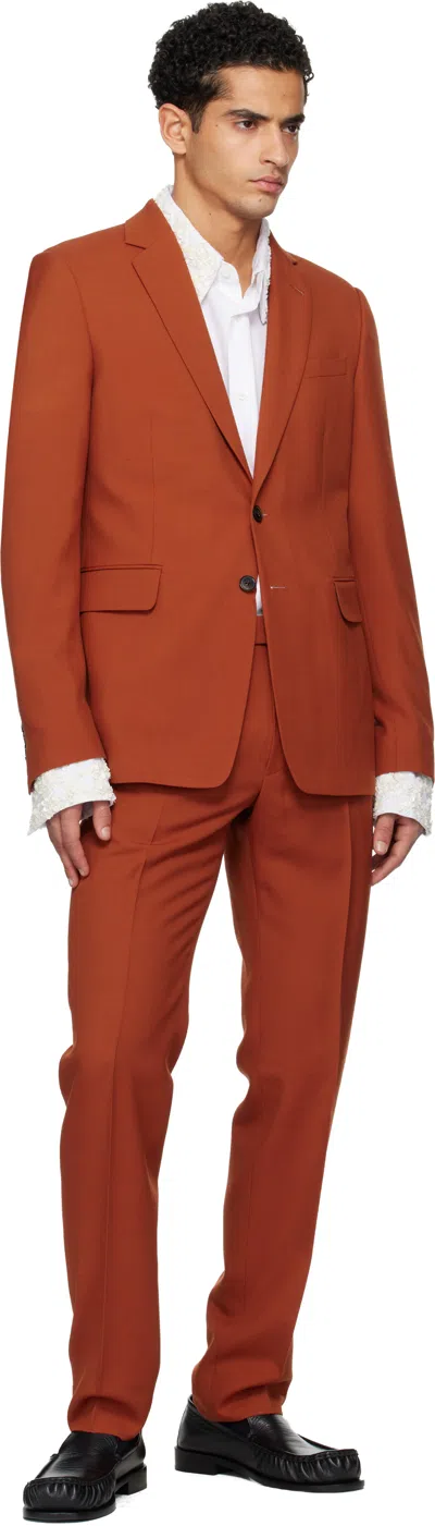 Dries Van Noten Orange Single-breasted Suit In Brown