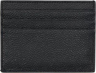 Thom Browne Pebble Grain Goose Embroidery Single Card Holder Men In Black