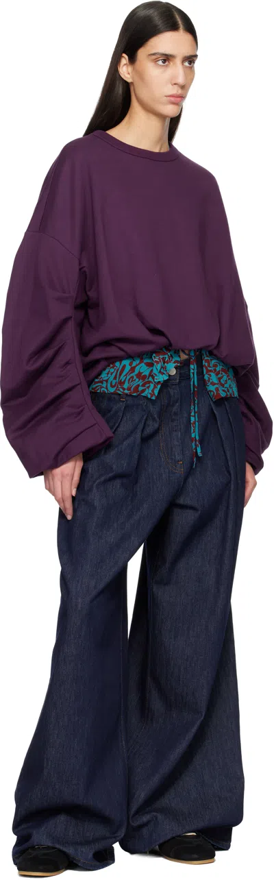 Dries Van Noten Elisabetta Franchi Blue Cotton Lyocell Jeans In Animal Print