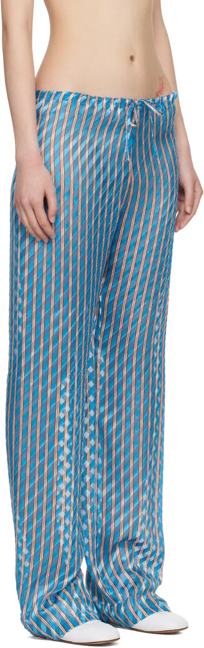 Dries Van Noten Devoré Elasticated Trousers In Blue