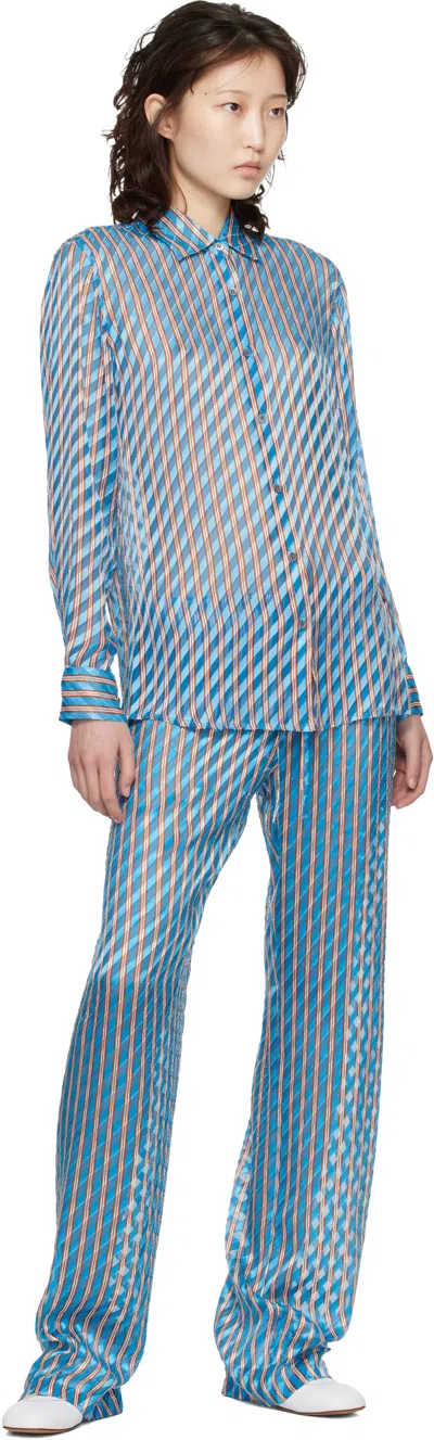 Dries Van Noten Devoré Elasticated Trousers In Blue