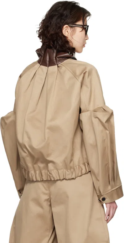 Sacai Cut-out Collared Jacket In Brown