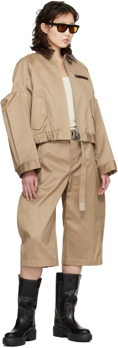 Sacai Cut-out Collared Jacket In Brown