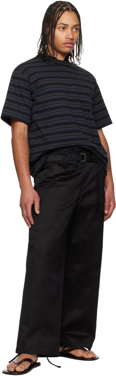 Sacai Navy Horizontal Stripe T-shirt In Multi