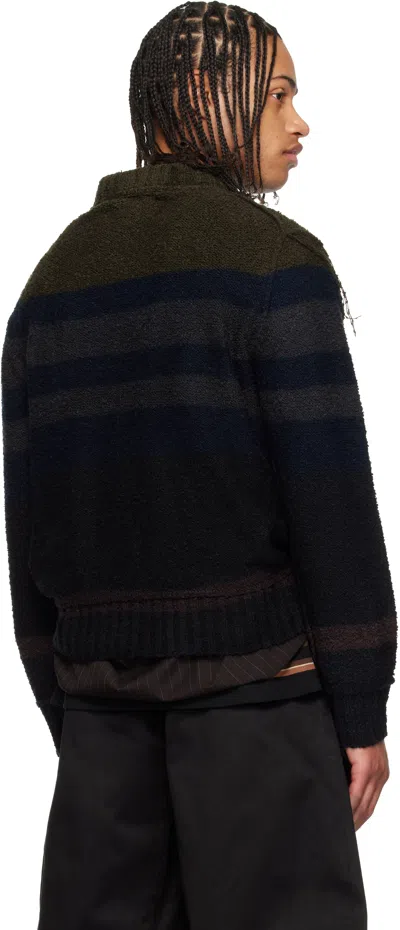 Sacai Navy Horizontal Stripe Knit Pullover Sweater In Blue