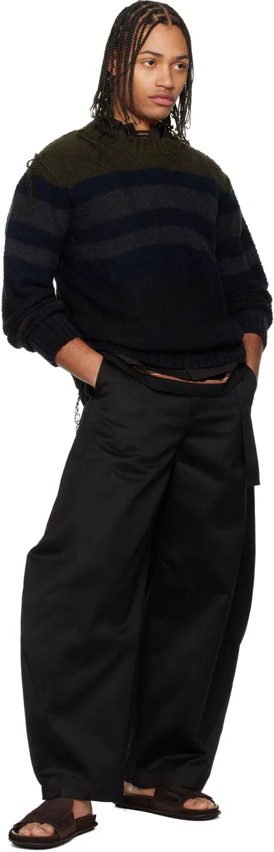 Sacai Navy Horizontal Stripe Knit Pullover Sweater In Blue