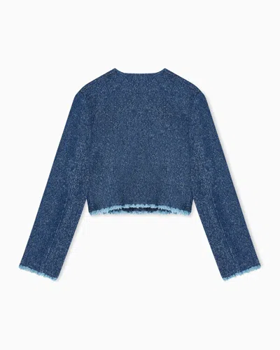 Emporio Armani Cropped Jacket In Buttoned Denim In Blue