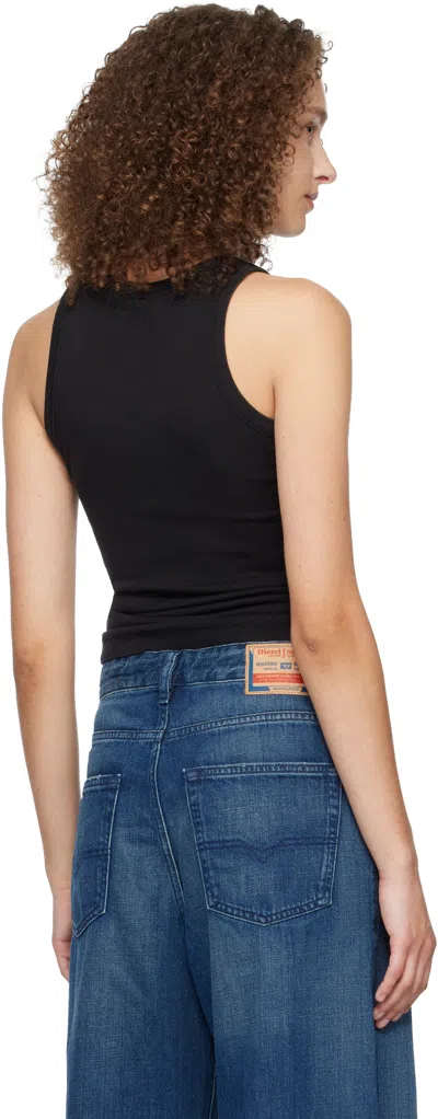 Diesel Black Tank Top With Logo On The Front And Ribbed Design In Cotton Woman In Blue