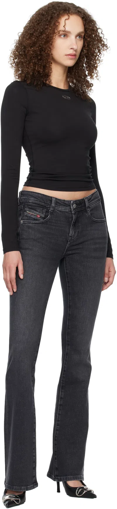 Diesel Blue Bootcut Mid Rise Jeans In Black