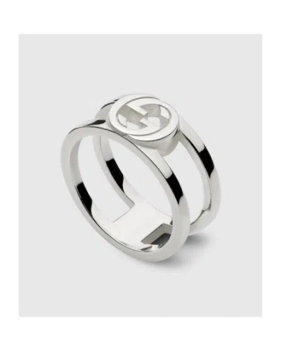 Gucci Interlocking Wide Ring In Silver