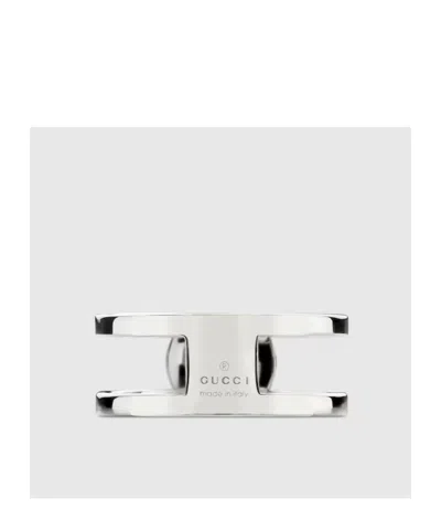 Gucci Interlocking Wide Ring In Silver