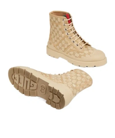 Gucci Men's Web Boot In Neutral