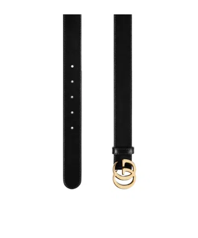 Gucci Flat Marmont Belt In Black
