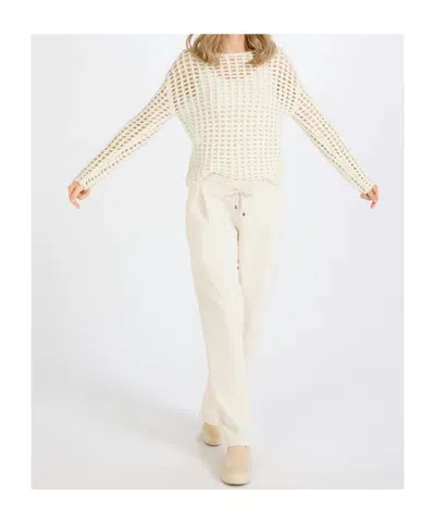 Juvia Openwork Knit Sweater In White