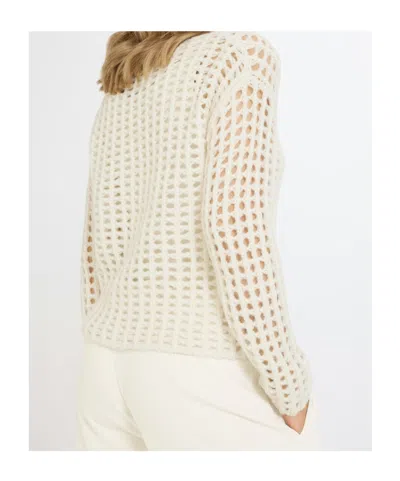 Juvia Openwork Knit Sweater In White
