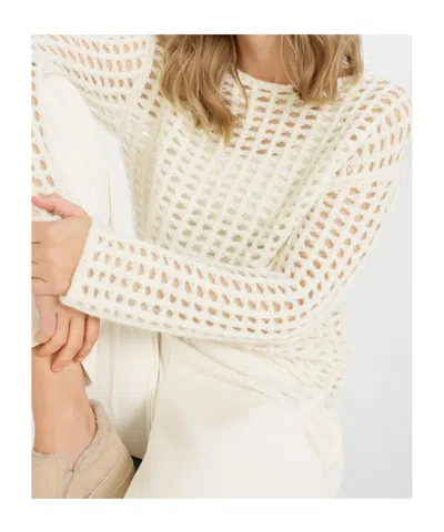Juvia Openwork Knit Sweater In White