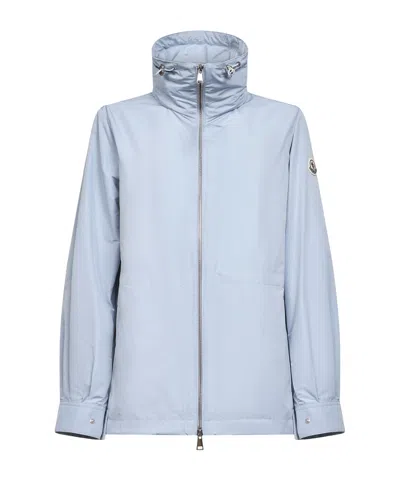 Moncler Enette Hooded Short Parka Jacket In Blue