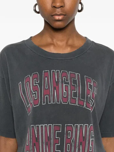 Anine Bing Black Washed Cropped Johnny T-shirt Women In Gray