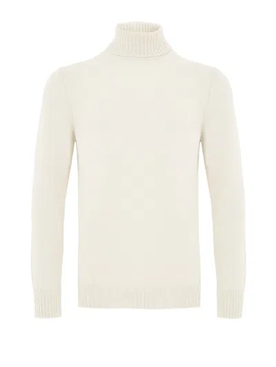Gran Sasso White Wool Turtleneck In White