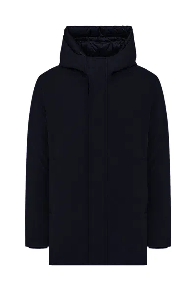 Duno - Parka With Double Cap Black Onphur In Blue