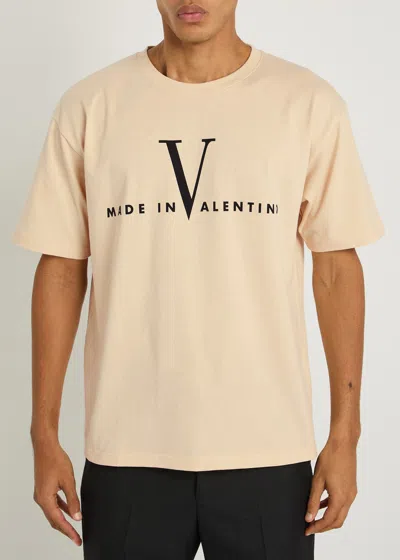 Valentino Garavani Cotton T-shirt With Made In Print Clothing In Nude