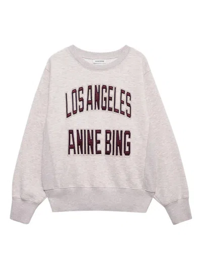 Anine Bing Womens Oatmeal Melange Harry Logo-embroidered Cotton Sweatshirt In White