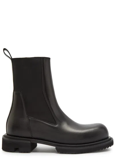 Rick Owens Beatle Gabe Leather Boots For Men In Black