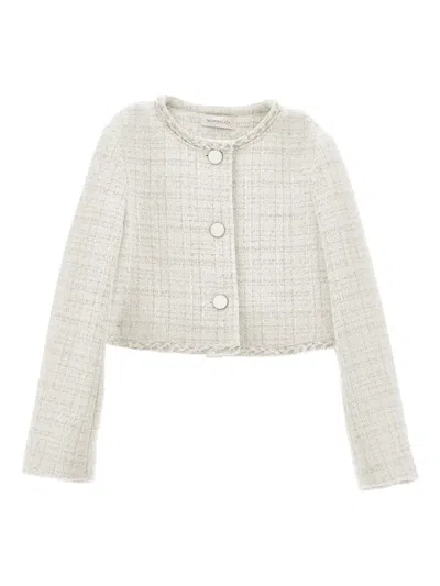 Monnalisa Buttoned Jacket In Neutral