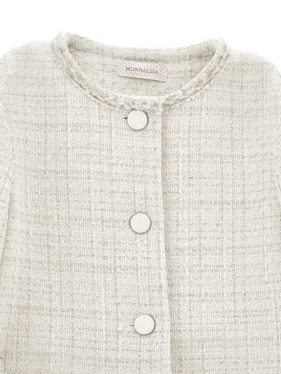 Monnalisa Buttoned Jacket In Neutral
