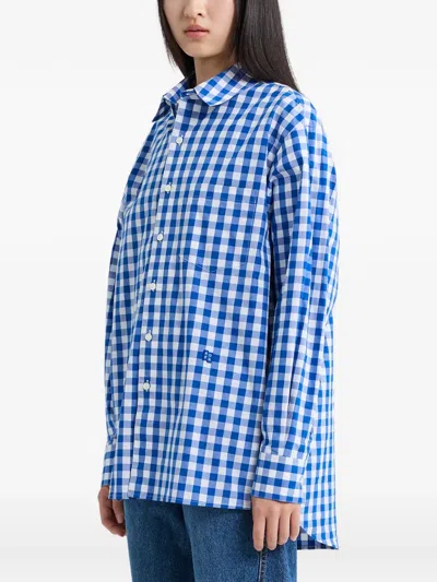 Ader Error Gingham-pattern Buttoned Shirt In Blue