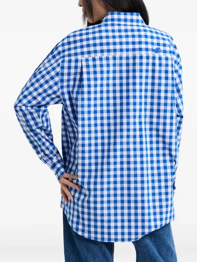 Ader Error Gingham-pattern Buttoned Shirt In Blue