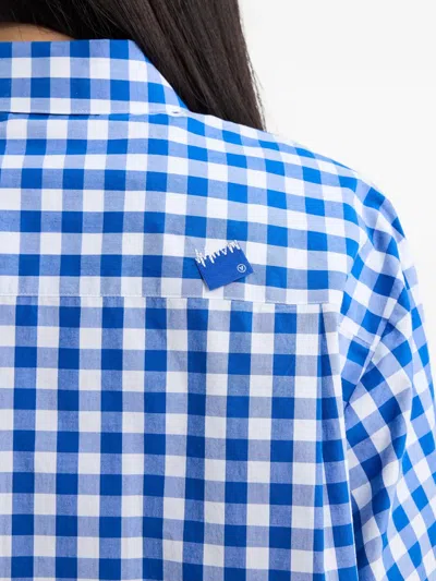 Ader Error Gingham-pattern Buttoned Shirt In Blue