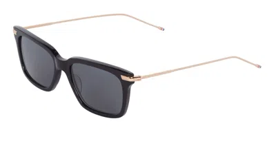 Thom Browne Rectangular 49 - Black / Gold Sunglasses In Blue