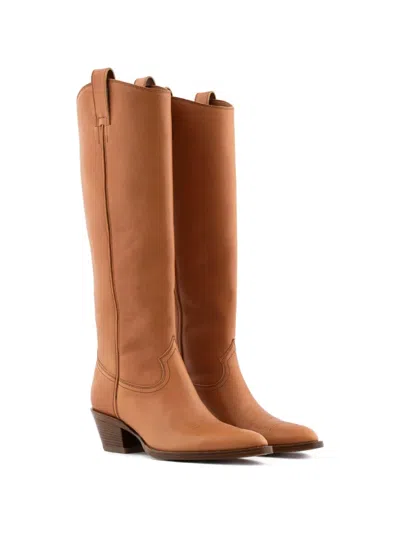 Buttero Annie Pull-tab Knee-high Cowboy Boots In Brown