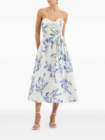 Rebecca Vallance Bluebell Belted Draped Floral-print Organza Midi Dress In Multi