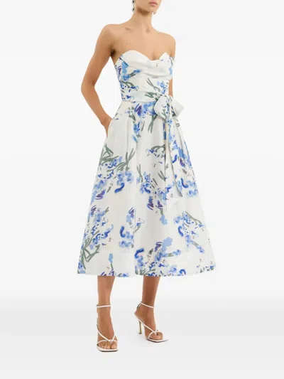Rebecca Vallance Bluebell Belted Draped Floral-print Organza Midi Dress In Multi